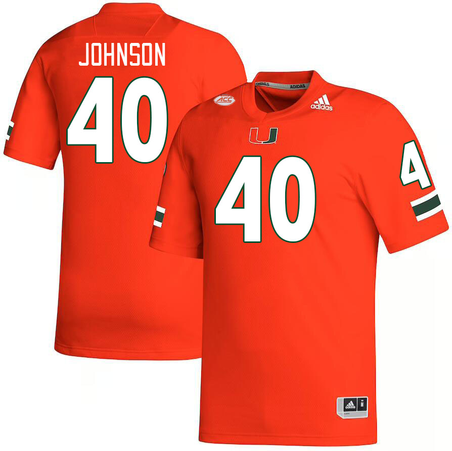 #40 Caleb Johnson Miami Hurricanes Jerseys Football Stitched-Orange